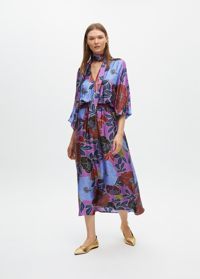 Long floral print dress
