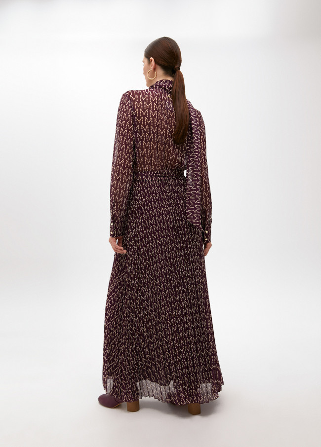 Vestido Longo Plissado com Logo
