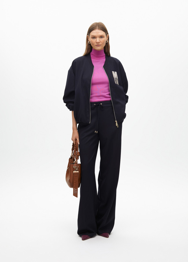 Pantalon Droit avec Rayure Diplomatique Élastique