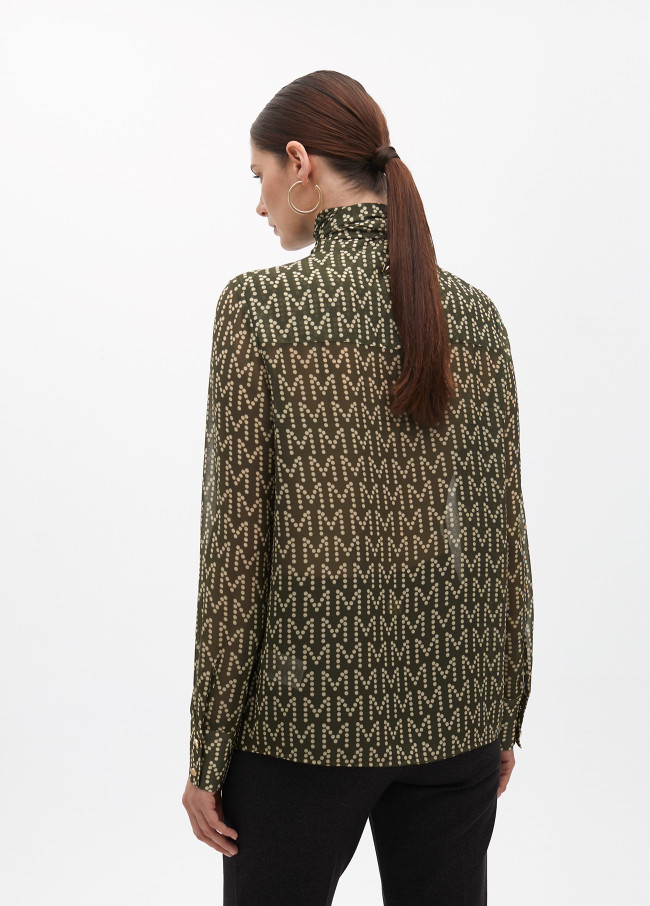 Camicia stampata con logo e fiocco al collo