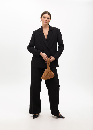 Blazer dritto doppiopetto con strass