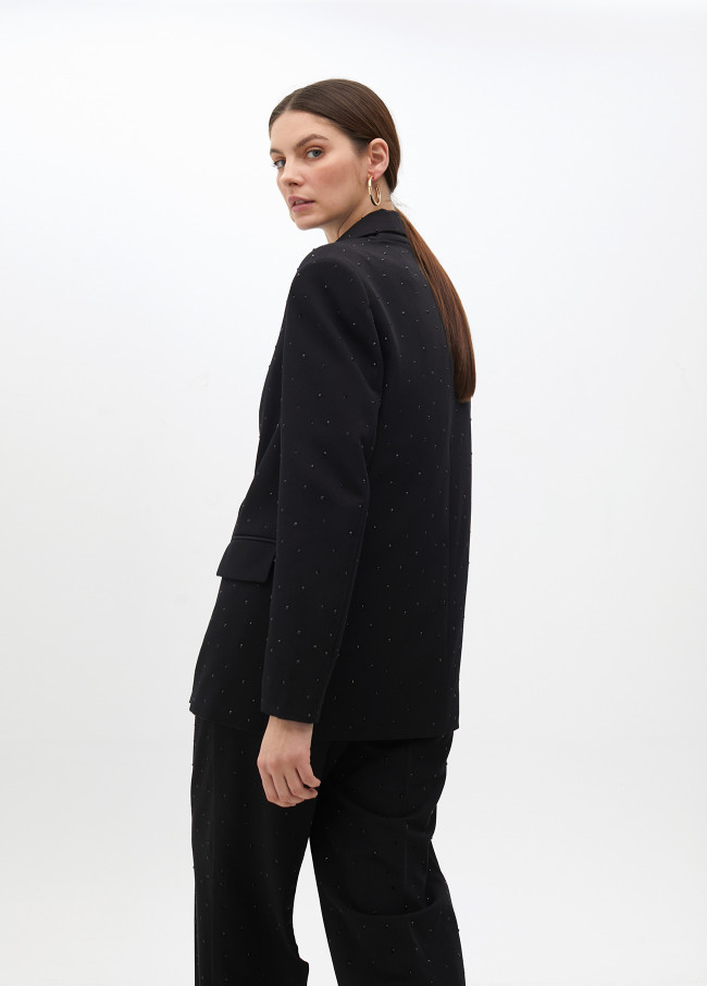 Blazer dritto doppiopetto con strass