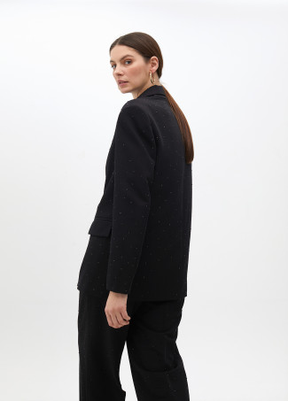 Blazer dritto doppiopetto con strass