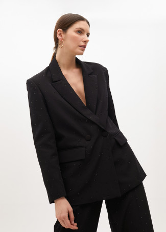 Blazer dritto doppiopetto con strass