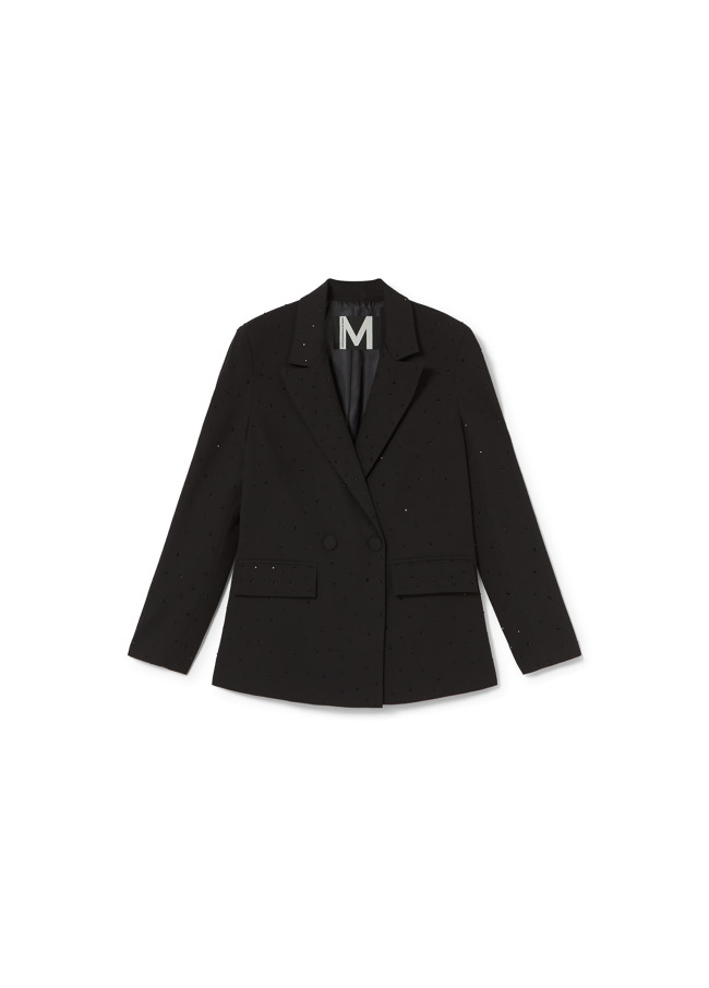 Blazer dritto doppiopetto con strass