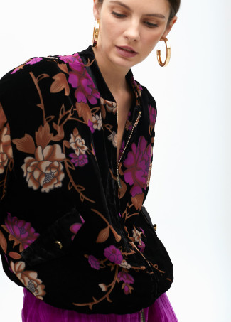 Bomber devoré velvet estampado floral