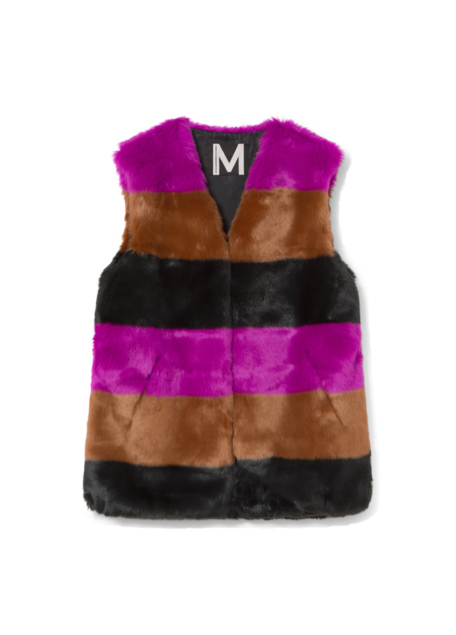 Fuzzy gilet with contrast stripes