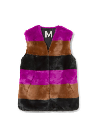 Fuzzy gilet with contrast stripes