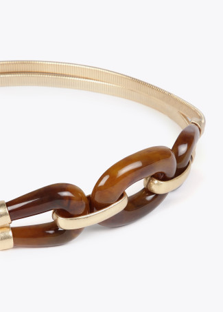 Cintura elasticizzata in metallo con elementi effetto tartarugato