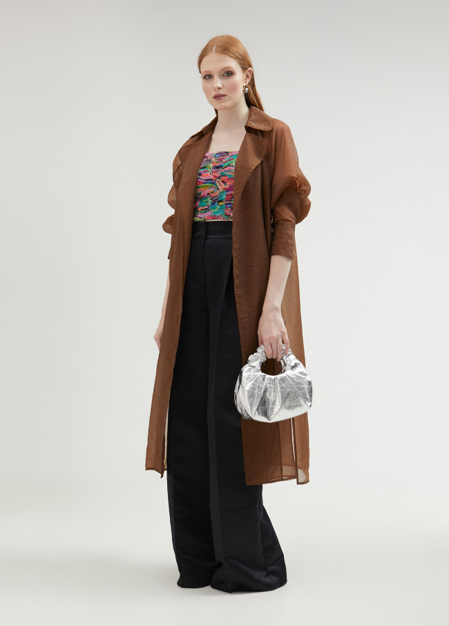 Pantalón palazzo de pinzas satinado