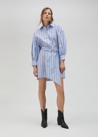 Vestido camisero corto popelín rayas