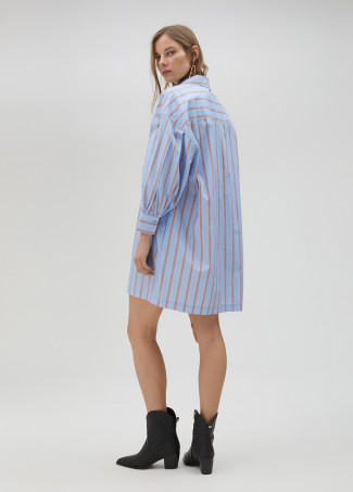 Vestido camisero corto popelín rayas