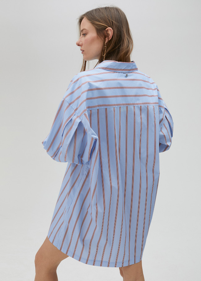 Vestido camisero corto popelín rayas