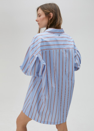 Vestido camisero corto popelín rayas