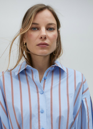 Vestido camisero corto popelín rayas