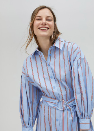 Vestido camisero corto popelín rayas