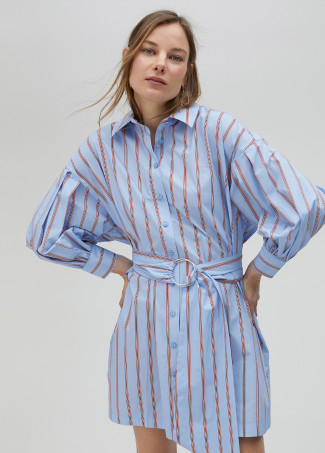 Vestido camisero corto popelín rayas