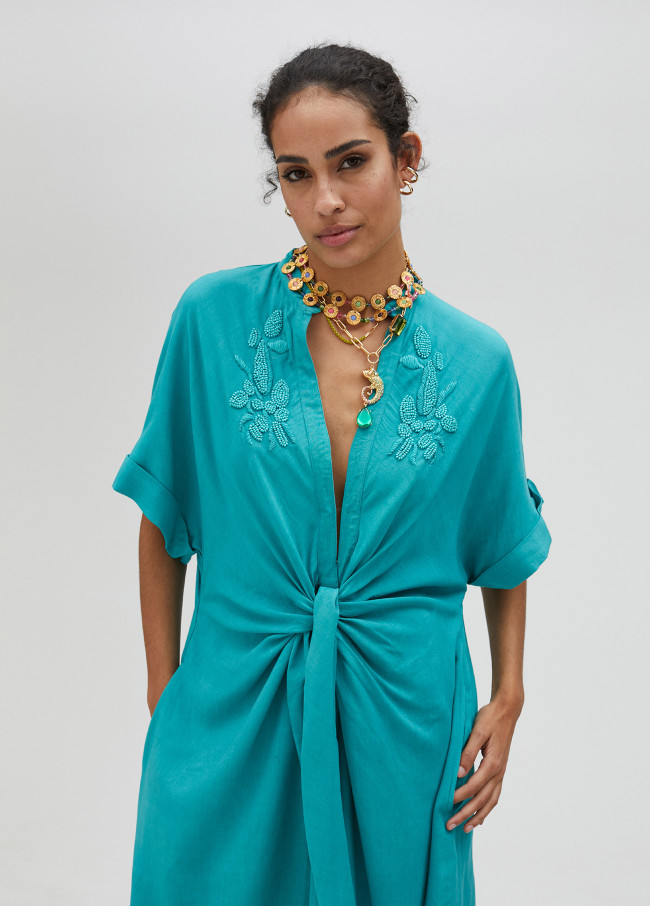 Long dress with front knot