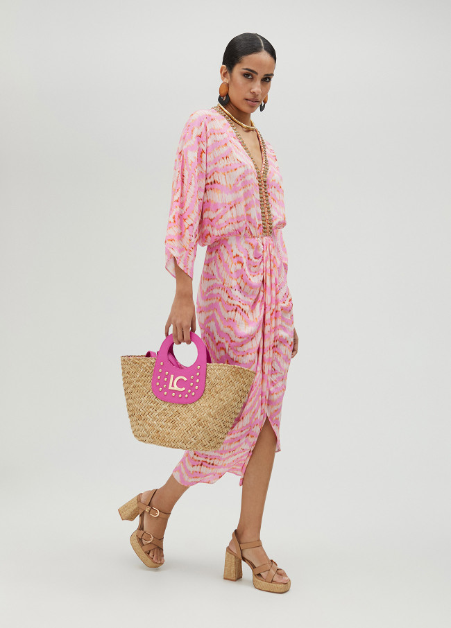Electric print rhinestone kurta with 3/4 sleeves