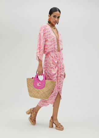 Kurta pedrería manga 3/4 estampado eléctrico