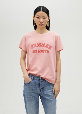 Summer T-shirt with rhinestones