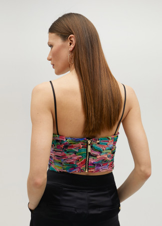 Top con spalline multicolori