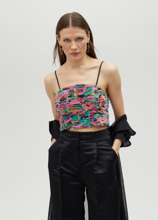 Top con spalline multicolori