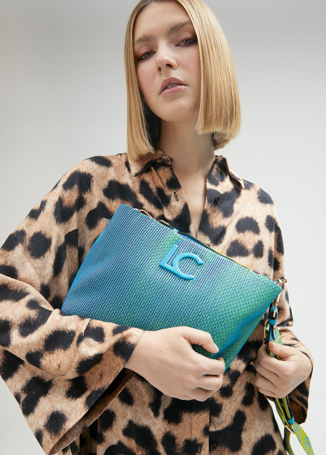 Bolso bandolera en rejilla bicolor