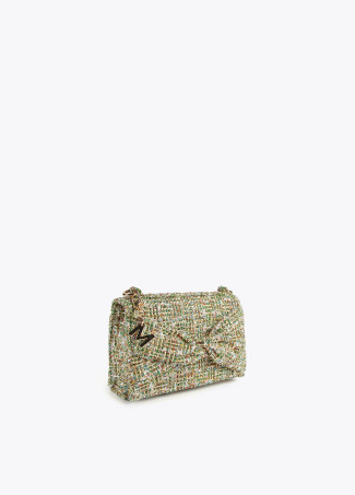Borsa a tracolla con patta in tweed