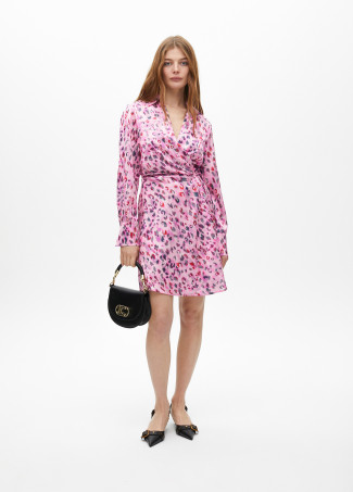 Short knotted animal print crossover dress