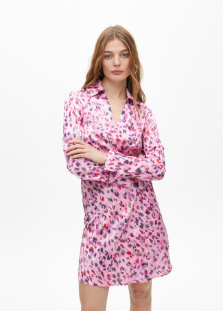 Short knotted animal print crossover dress