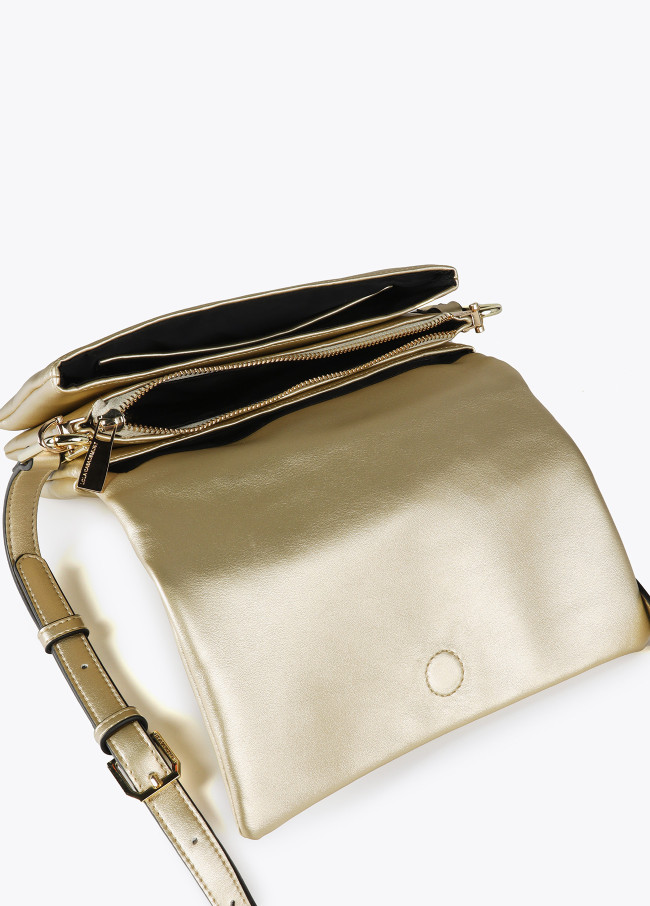 Faux leather crossbody bag with three...