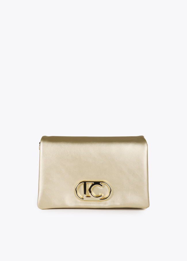 Faux leather crossbody bag with three...