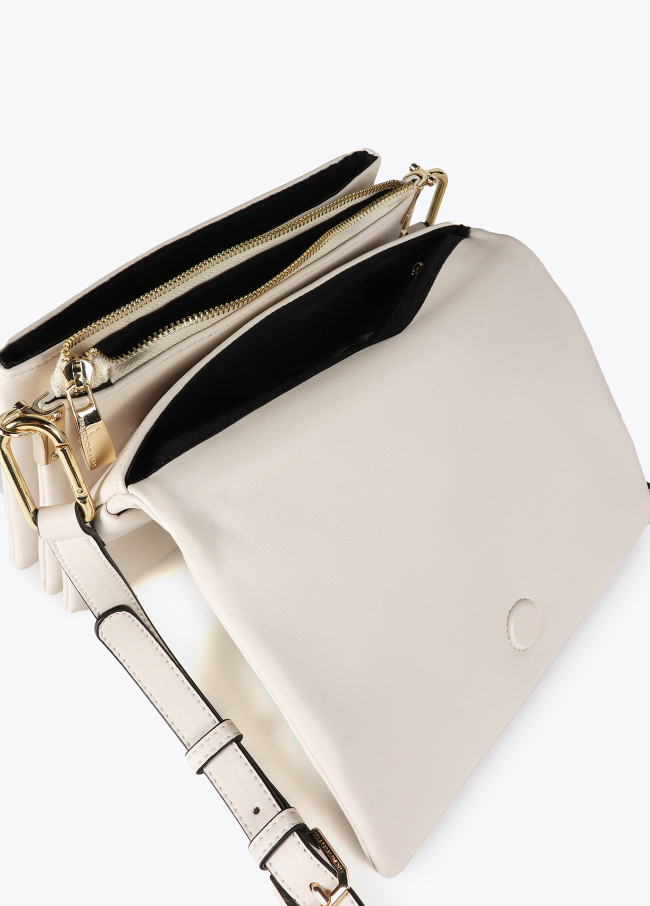 Faux leather crossbody bag with three...