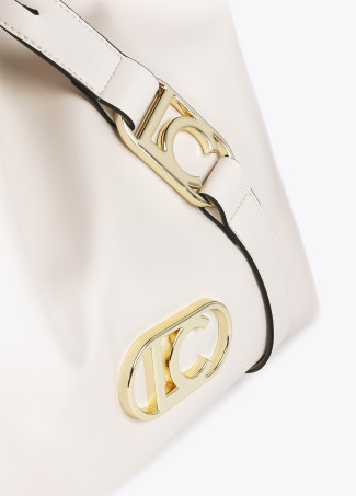 Faux leather tote bag with oval LC logo.