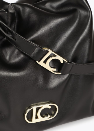 Bolso shopper efecto piel con logo LC ovalado