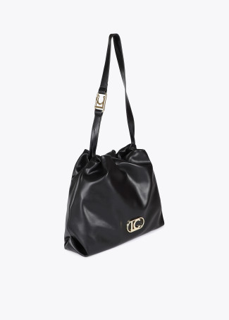Faux leather tote bag with oval LC logo.