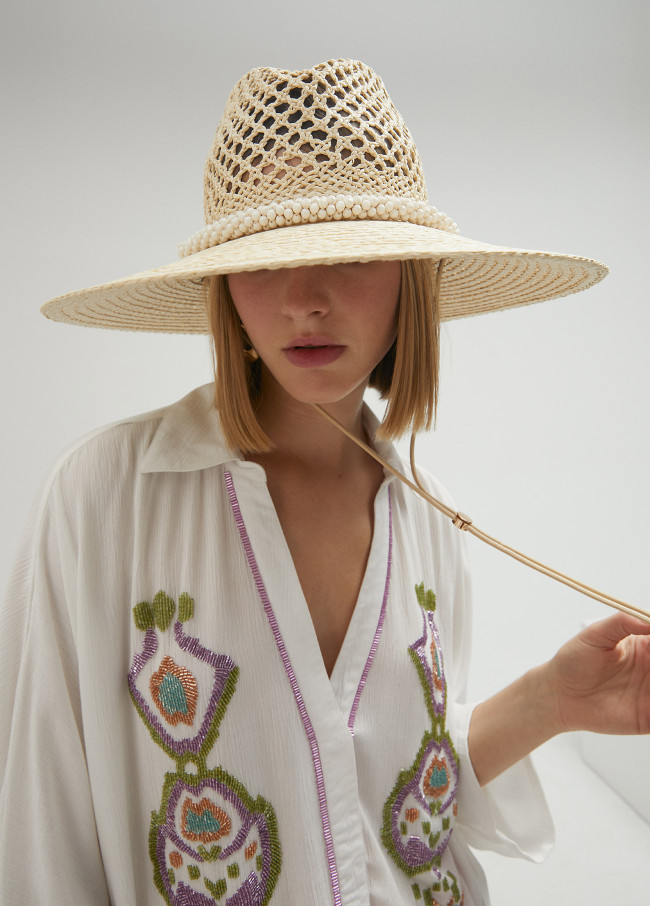 Raffia-effect cowboy hat