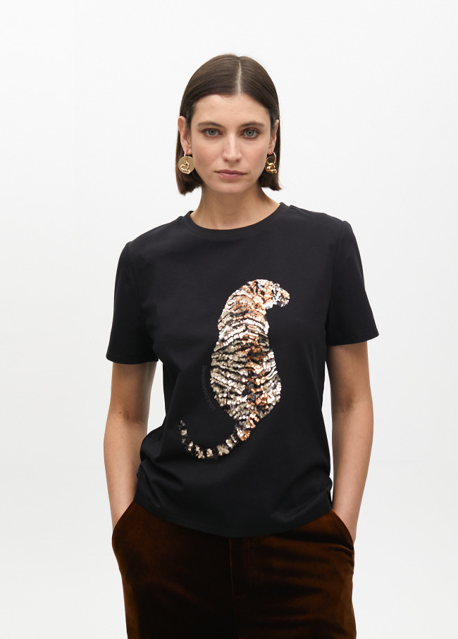 Pailletten-Tiger T-Shirt