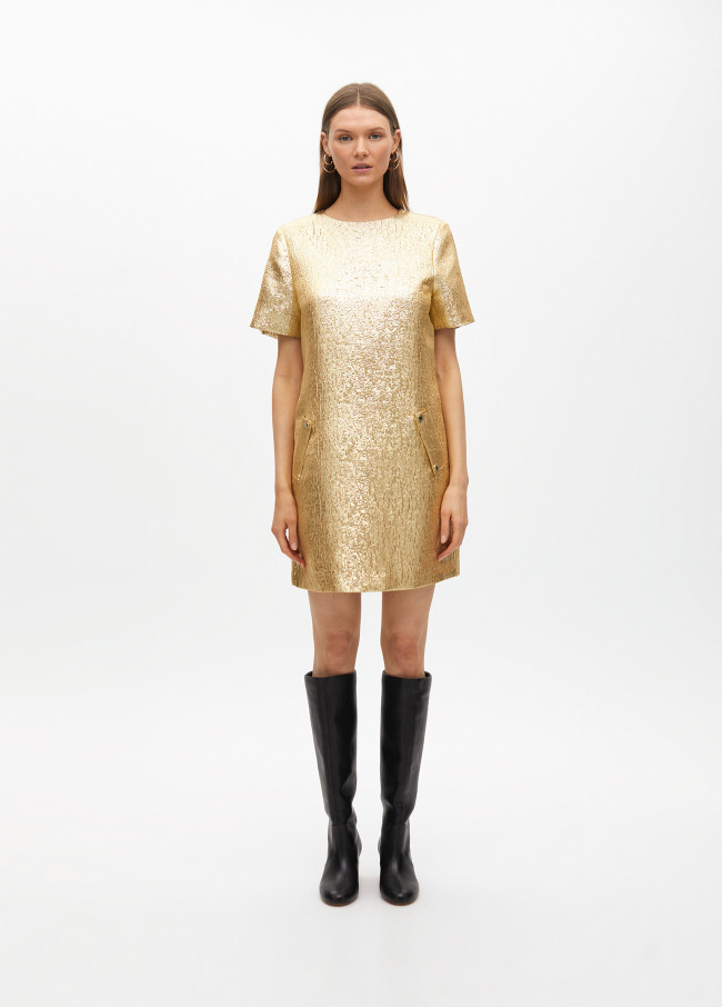 Short gold crackle dress