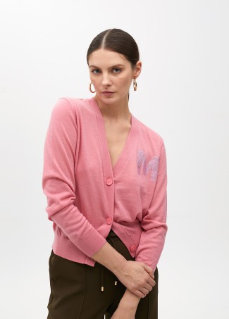 Cardigan Rosa con M Brillante