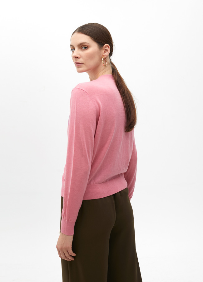 Cardigan Rosa con M Brillante