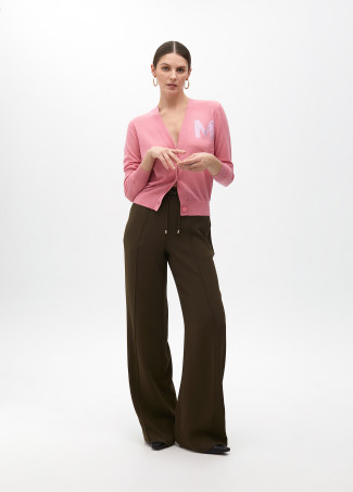 Cardigan Rosa con M Brillante