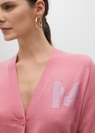 Cardigan Rosa con M Brillante