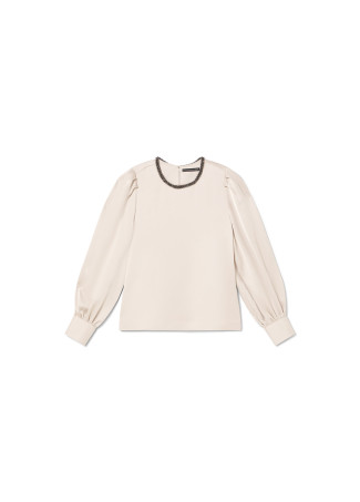 Blouse with jewel detail on the neck