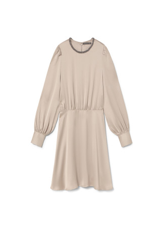 Short dress with jewel detail on the neck