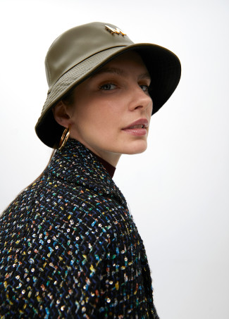 Faux leather bucket hat