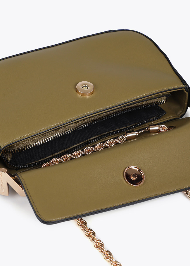 Crossbody bag with faux leather flap and M logo...