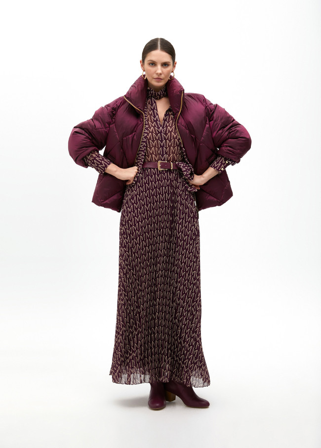 Midi metallic quilted anorak