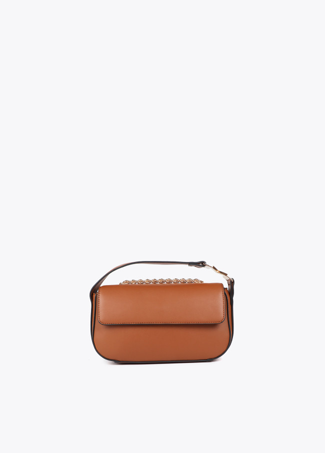 Crossbody bag with faux leather flap and M logo...